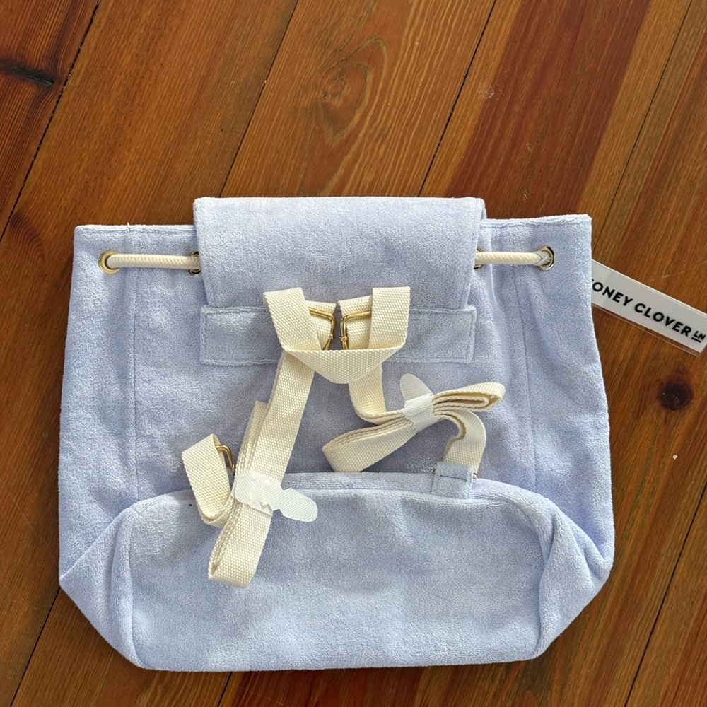 NWT Stoney Clover Lane Terrycloth Backpack in High Tide color - Picture 8 of 11